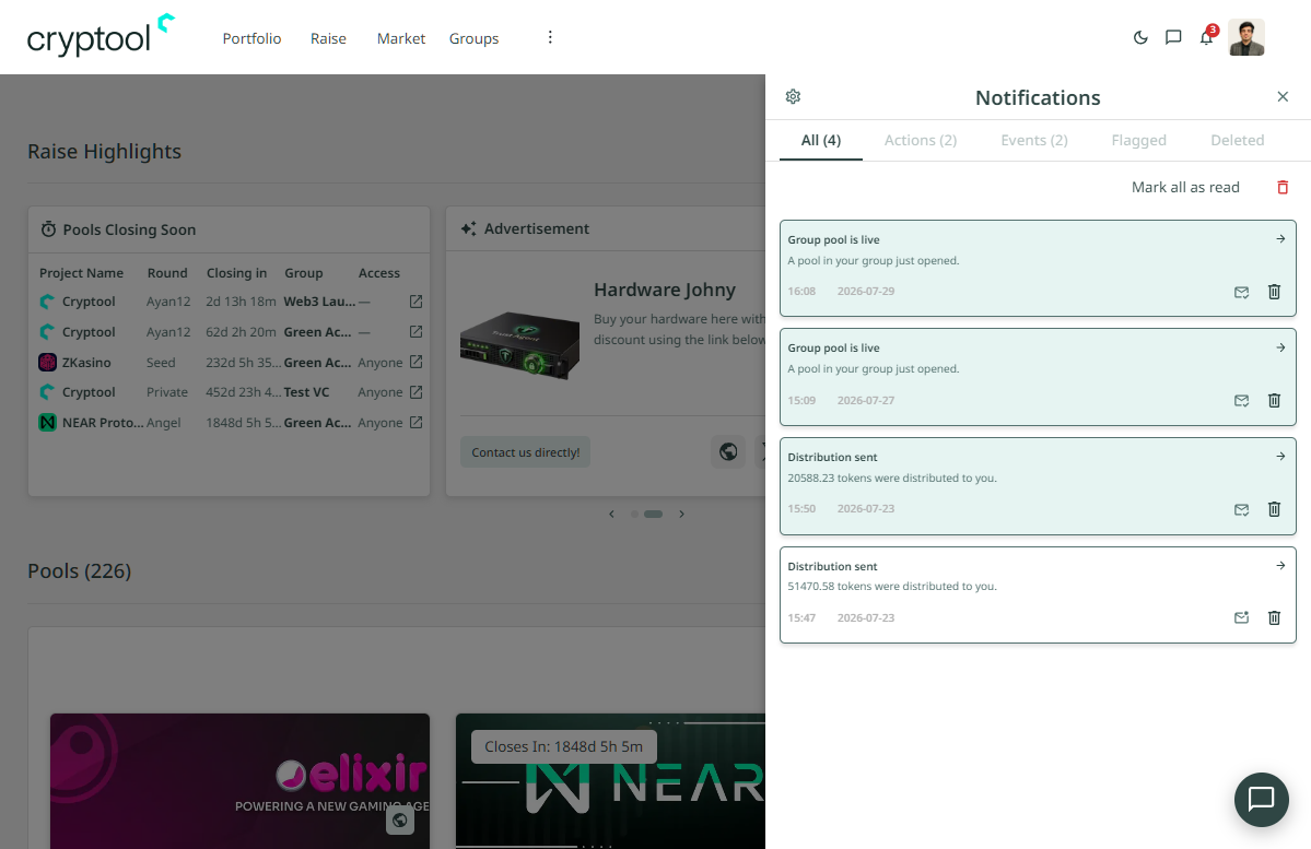 Cryptool Launches Announcements, Messaging and Real-Time Notifications